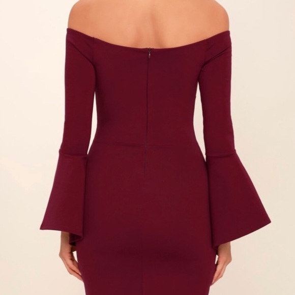 Lulus All She Wants Burgundy Midi Dress - Sz M - Picture 2 of 3